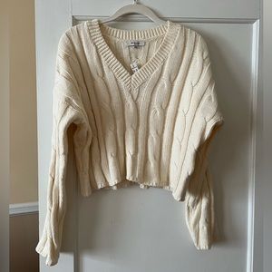 Madewell cable knit v neck crop